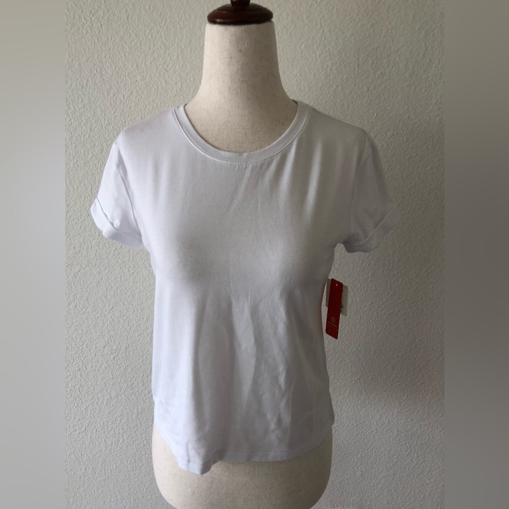 SUNDRY - AVO NWT SOFT SHORT SLEEVE CROP TEE + WHITE/XS